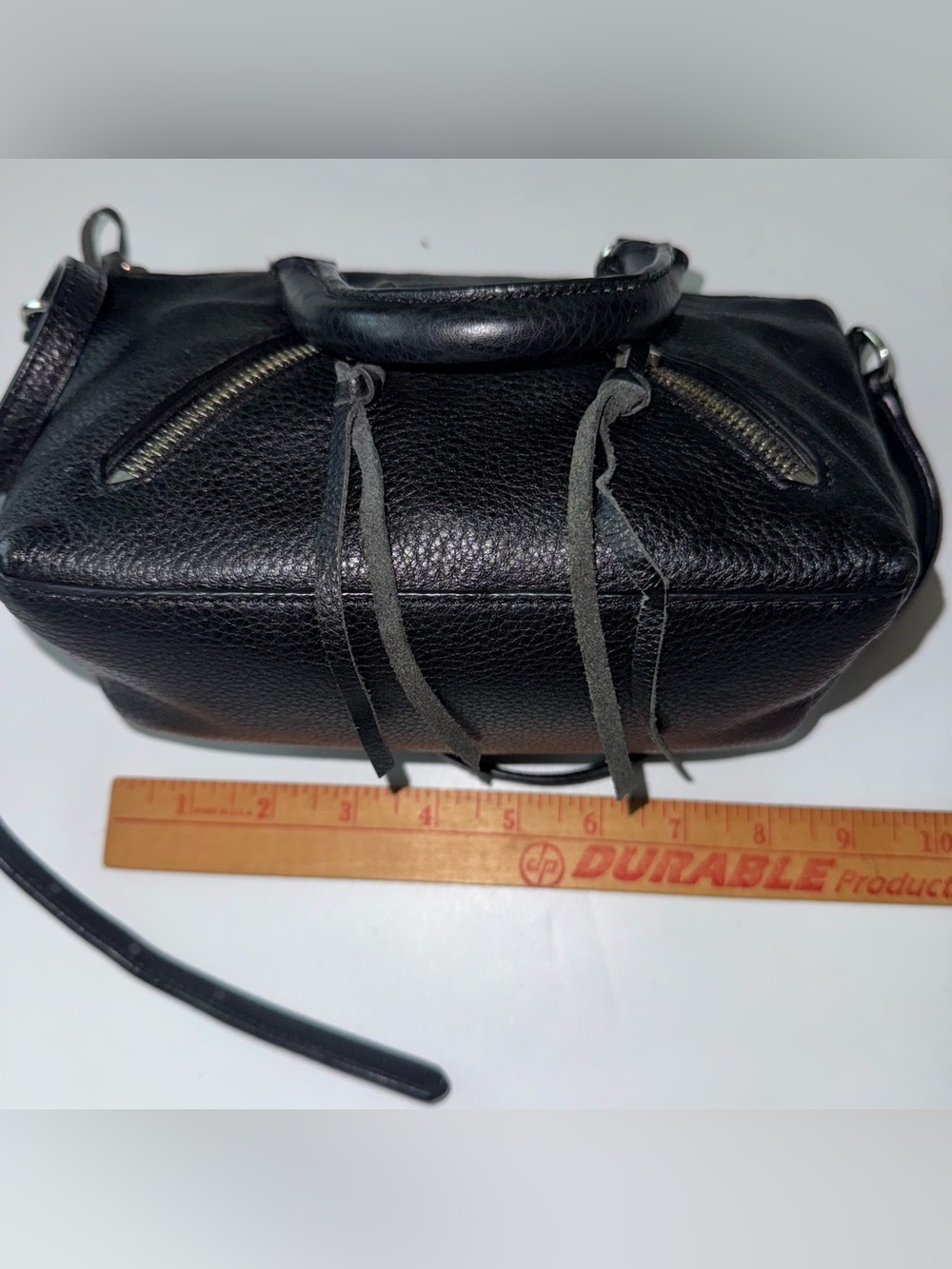 Rebecca Minkoff Black Micro Moto Leather Satchel Bag Crossbody Strap - Picture 14 of 16